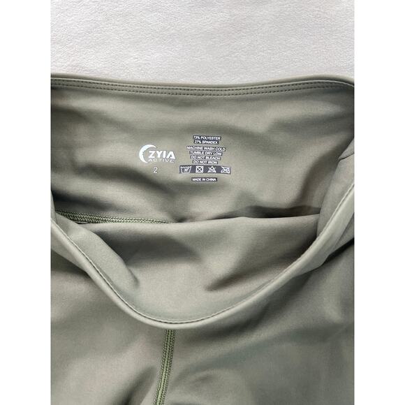 Zyia Active Olive Green Logo Spell Stripe Light N Tight Capri Leggings High Rise - Picture 6 of 9